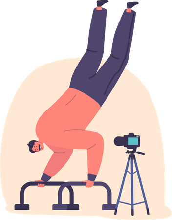 Man Performing A Handstand Exercise  Illustration