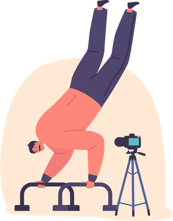 Man Performing A Handstand Exercise  Illustration