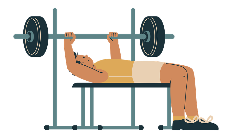 Man Performing Bench Press Exercise  Illustration