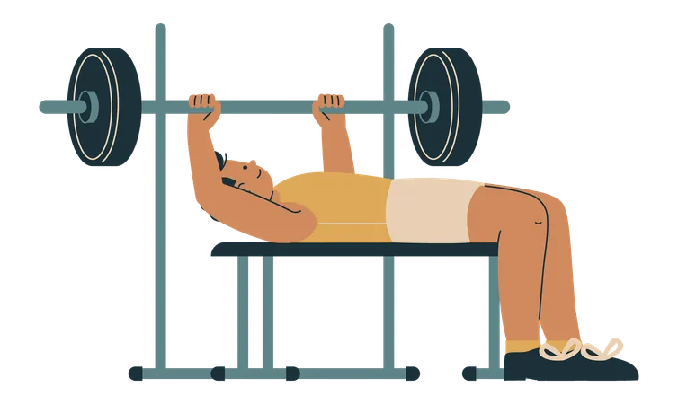 Man Performing Bench Press Exercise  Illustration