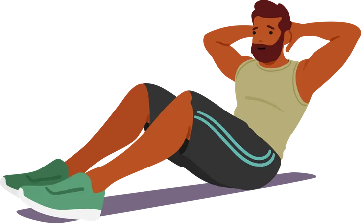 Man Performing Core Exercises  Illustration