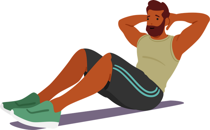 Man Performing Core Exercises  Illustration