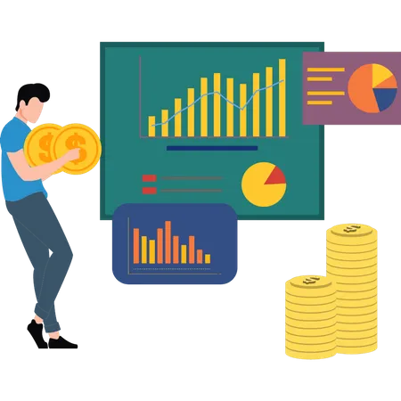 Man performing financial analysis  Illustration