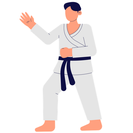 Man Performing Karate Movements  Illustration