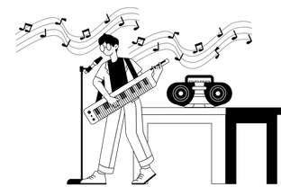 Man Performing on stage with Keyboard