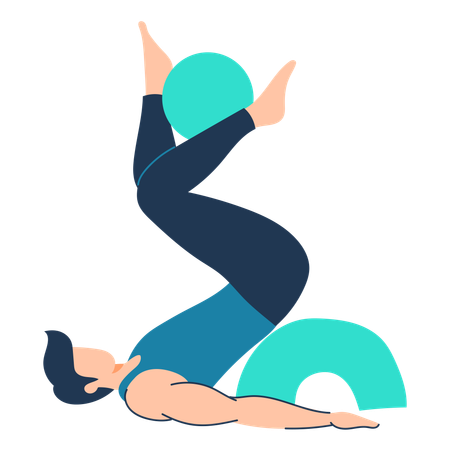 Man performs Pilates workout  Illustration