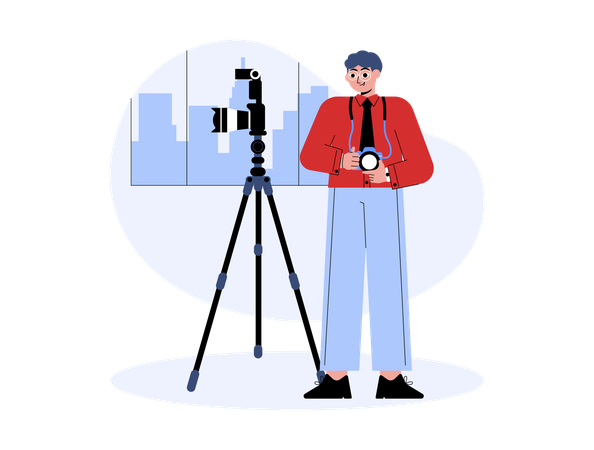 Man Photographer with camera  Illustration