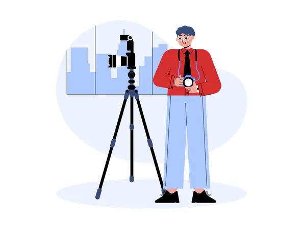 Man Photographer with camera  Illustration