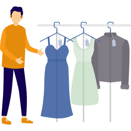 Man pick up the laundry  Illustration