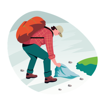 Man picking trash  Illustration
