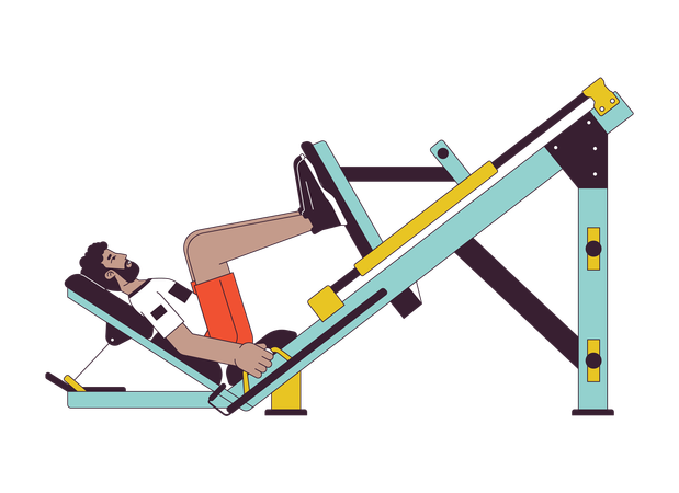 Man placing feet on leg press machine  Illustration