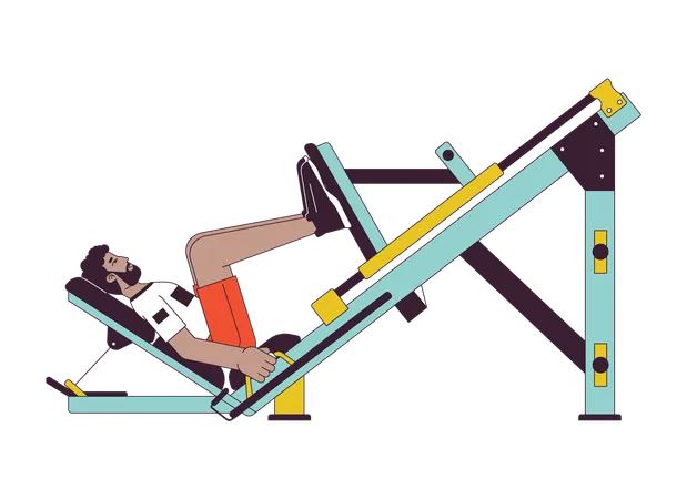 Man placing feet on leg press machine  Illustration