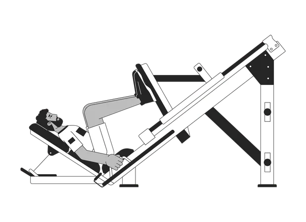 Man placing feet on leg press machine  Illustration