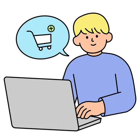 Man Placing Internet Order Simple Style Illustration Illustration