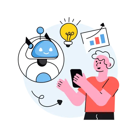 Man planning business using ai robot  Illustration
