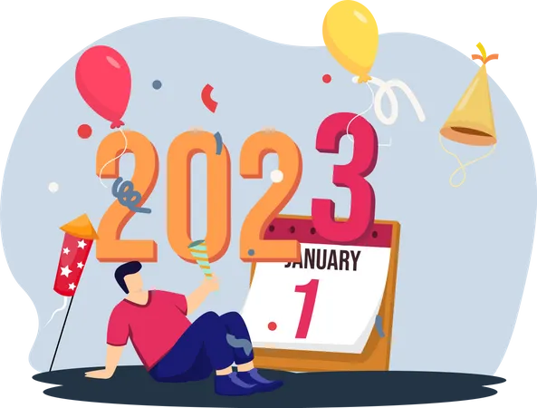 Man Planning For New Year Party  Illustration