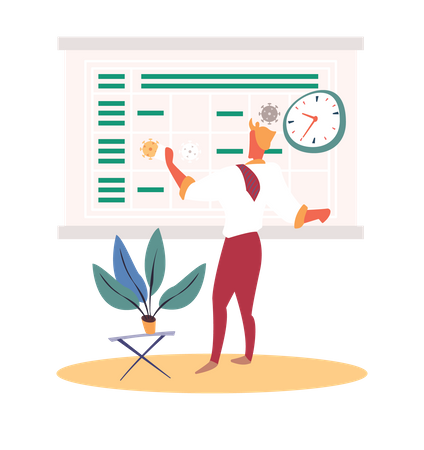 Man planning schedule during covid breakout  Illustration