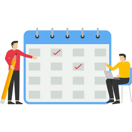 Timetable Planning Illustration Concept Character Managing Work Tasks Time Management And Organization Concept Deadline Using Calendar Vector Illustration Illustration