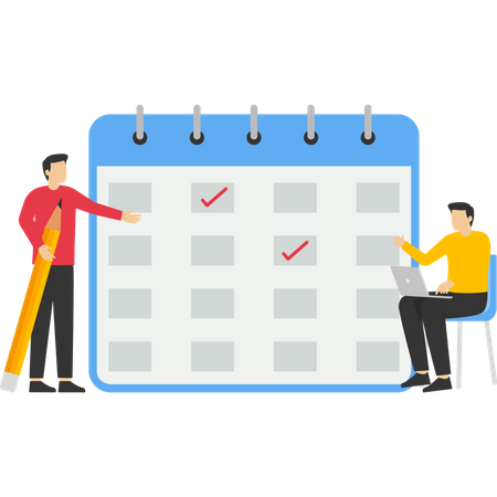 Man plannings for deadline using calendar  Illustration