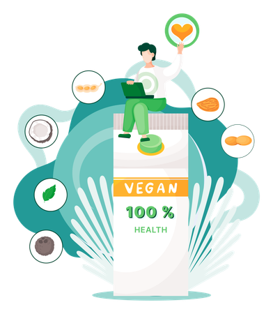 Man plans out his vegan diet  Illustration