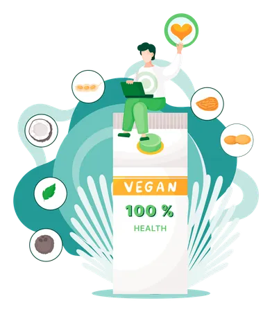 Man plans out his vegan diet  Illustration