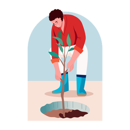 Man Planting tree  Illustration