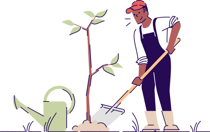 Man planting tree  Illustration