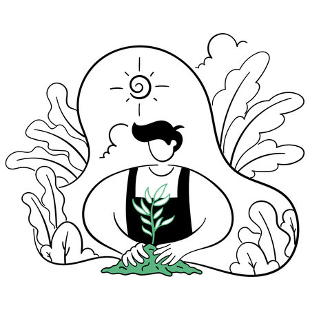 Man planting tree  Illustration