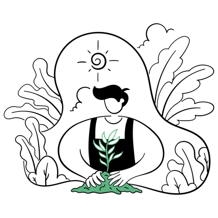 Man planting tree  Illustration