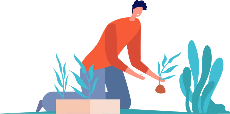 Man planting tree  Illustration