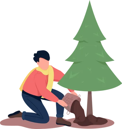 Man planting tree  Illustration