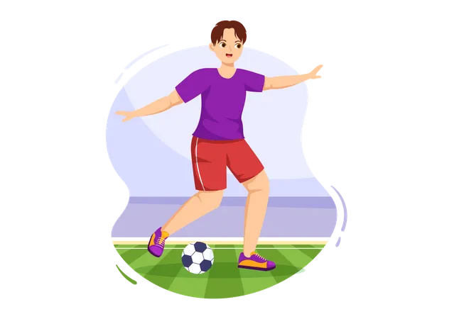 Futsal Soccer Or Football Sport Illustration With Players Shooting A Ball And Dribble In A Championship Sports Flat Cartoon Hand Drawn Templates Illustration
