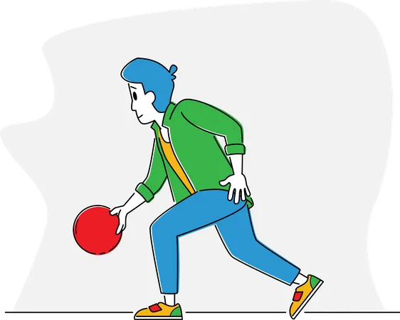 Man Player Throw Ball on Lane  Illustration