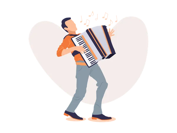 Man playing accordion  Illustration