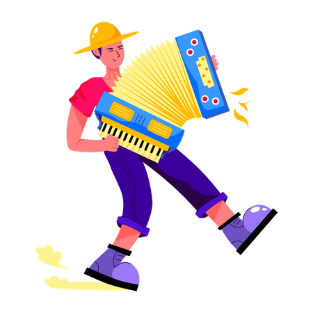 Man Playing Accordion  Illustration