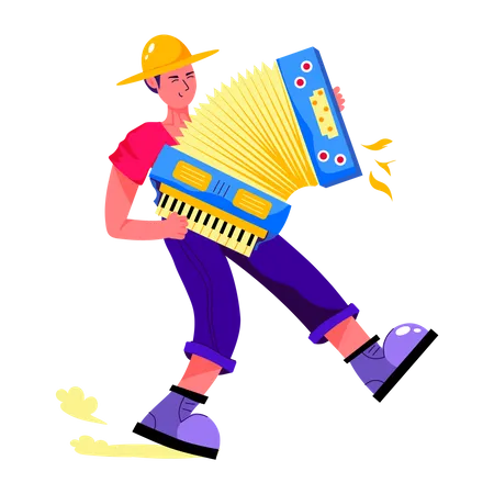 Man Playing Accordion  Illustration