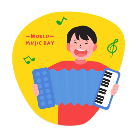 Man Playing Accordion  Illustration