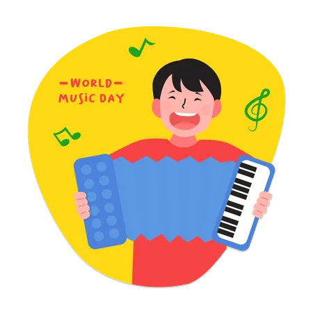 Man Playing Accordion  Illustration