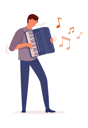 Man Playing Accordion  Illustration