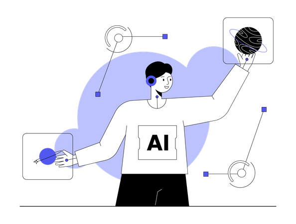 Man playing AI games  Illustration