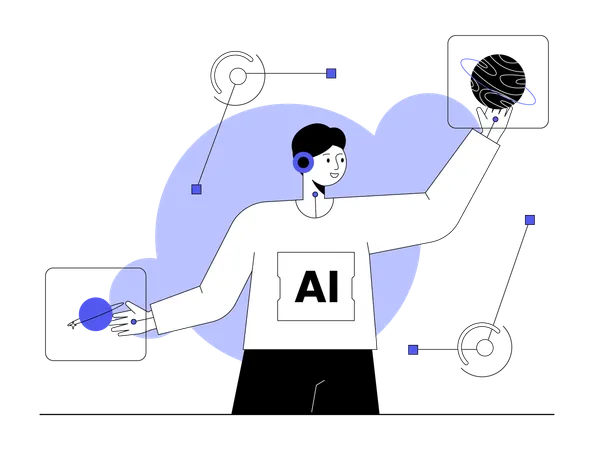 Man playing AI games  Illustration