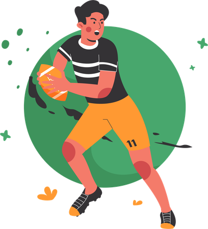 Man Playing American Football  Illustration