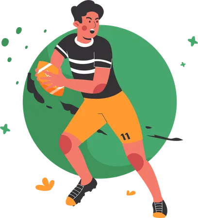 Man Playing American Football  Illustration