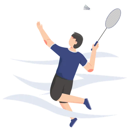 Man Playing Badminton Illustration Illustration
