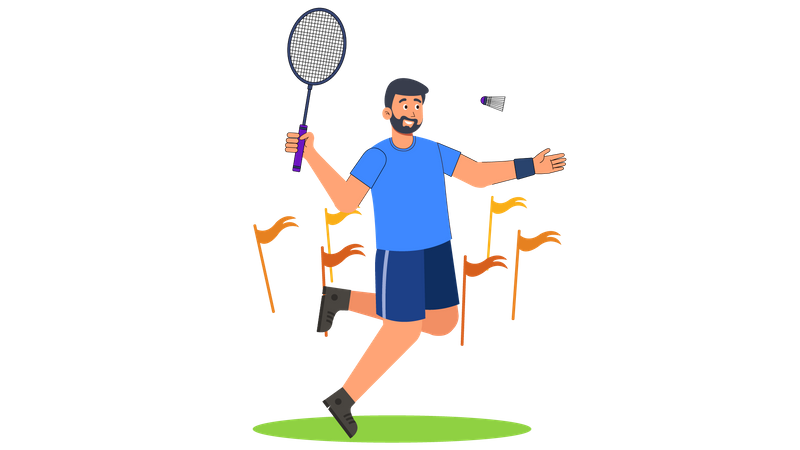 Man playing badminton  Illustration