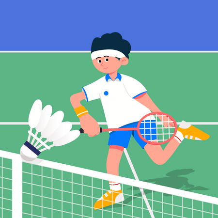 Man playing badminton  Illustration