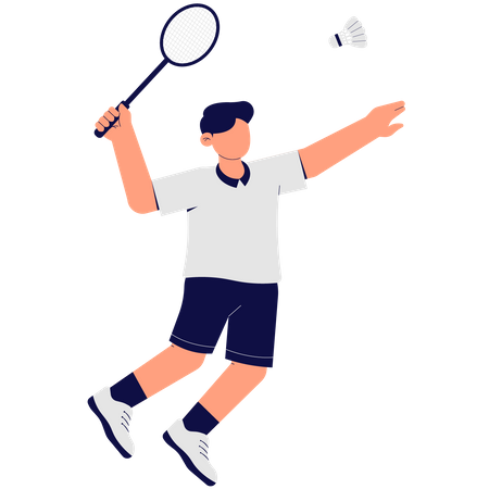 Man Playing Badminton  Illustration