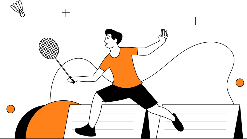 Man Playing Badminton  Illustration