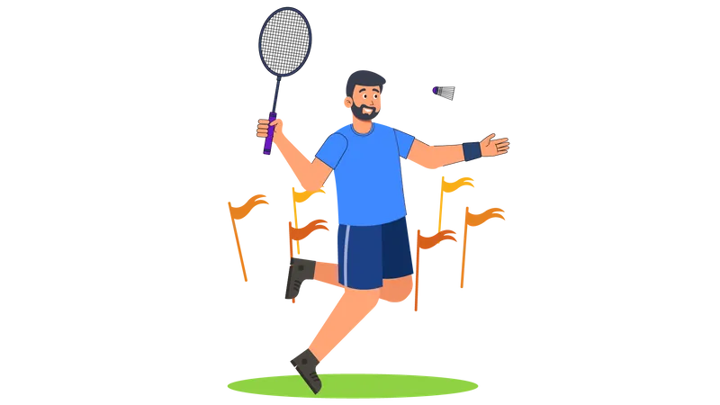 Man playing badminton  Illustration