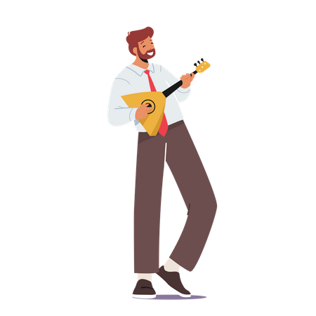 Man Playing Balalaika  Illustration